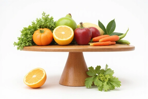 Simbolo di equilibrio con alimenti sani e bilancia