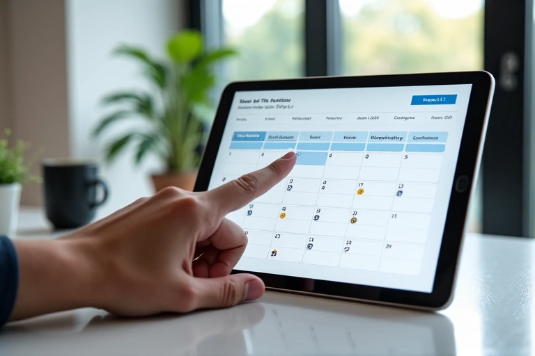 Person using a digital calendar for appointment booking